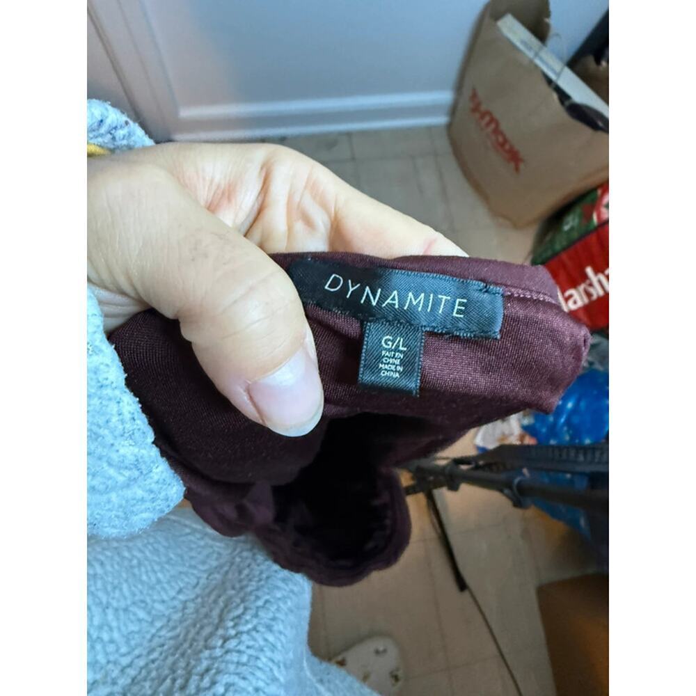 Dynamite Burgundy Ruched Square Neck Shell Top - Picture 4 of 6